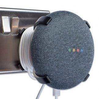 Power plug mount for Google Home Mini profile with device - X, Black