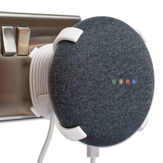 Power plug mount for Google Home Mini profile with device - X, White