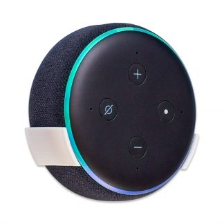 Wall mount for Amazon Echo Dot 3rd gen profile with device - White